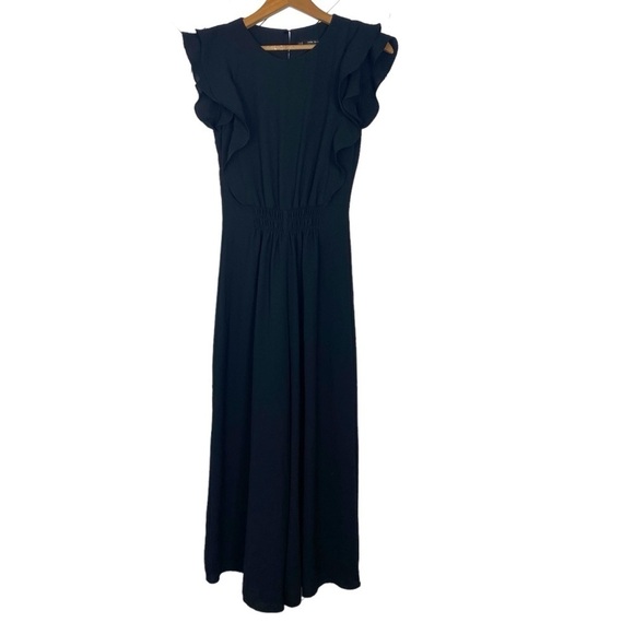 Zara Basic Black Ruffle Jumpsuit - Size XS - Picture 1 of 6